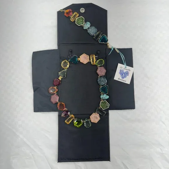 Stella and Dot Candy Jewels Statement Necklace and Bracelet Set with Case
